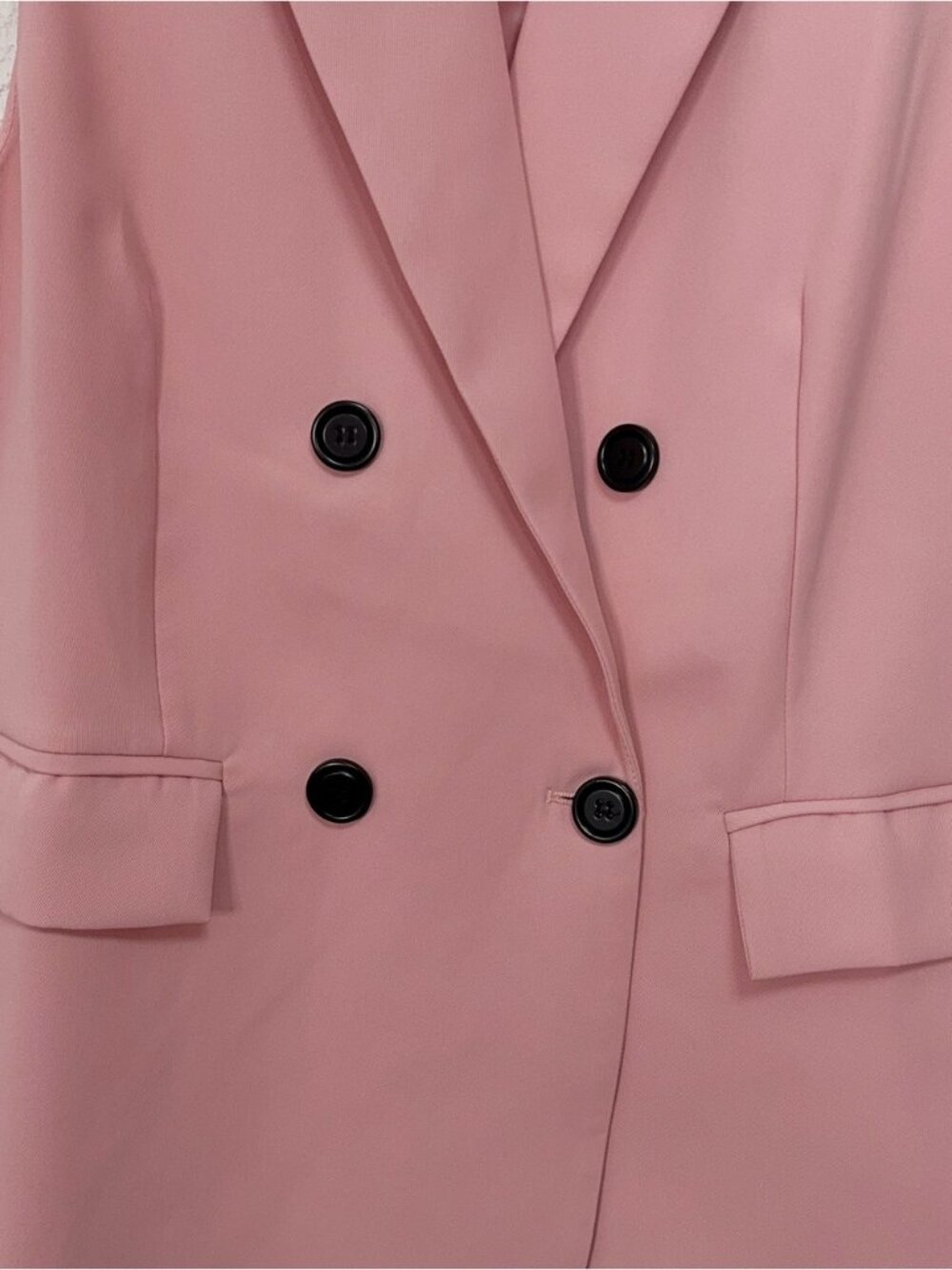 Miss Sparkling Pink Double Breasted Longline Blazer Vest - Picture 6 of 7